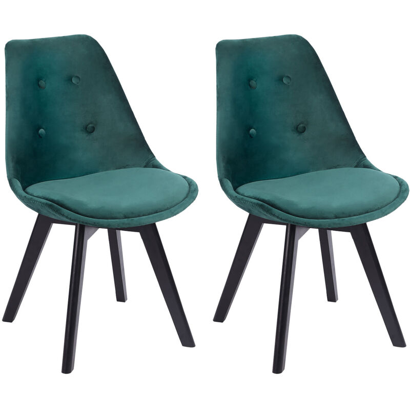 HAPPY GARDEN - Lot de 2 chaises en velours NORA vertes avec coussin