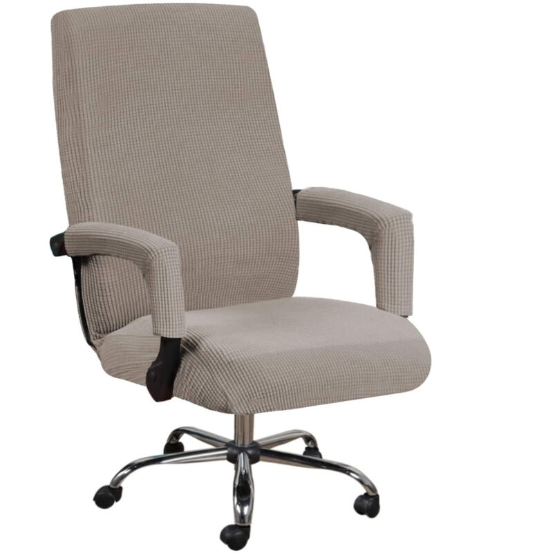 Chaise d'ordinateur Housse de chaise de bureau élastique (Marron, L),Housse de chaise universelle pour chaise d'ordinateur, décoration, protection de