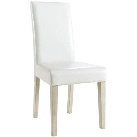 Chaise dossier haut blanc PU Guevara