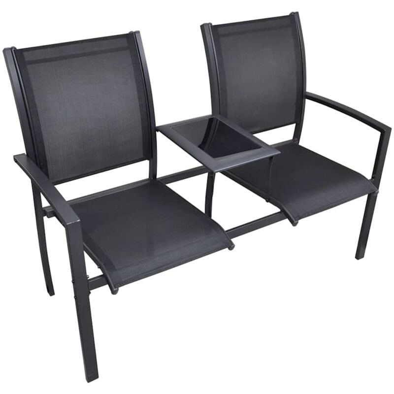 Vidaxl - Banc de jardin à 2 places 131 cm Acier et textilène Noir