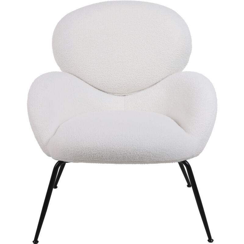 Liberté - Chaise Dressante en velours Teddy avec accoudoirs et pieds en métal, blanc