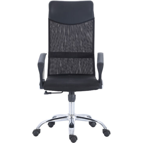 Chaise du bureau pivotante en simili-cuir coloris noir et métal coloris chromé  - Longueur 64 x profondeur 64 x hauteur 114-122 cm