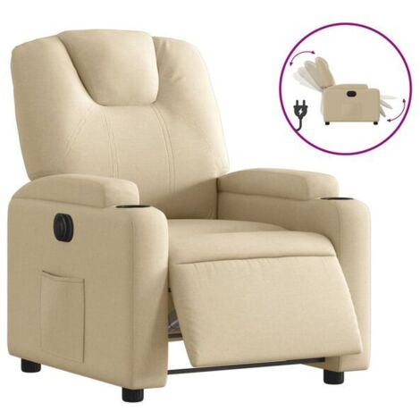 Chaise électrique inclinable en tissu beige – Fauteuil releveur médical avec dossier réglable, repose-pieds escamotable et contrôle manuel, idéal pour seniors et personnes à mobilité réduite