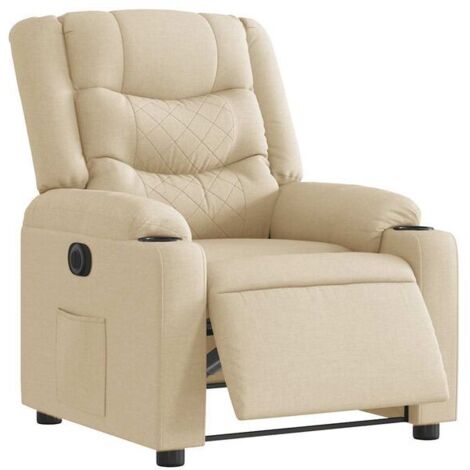 Chaise électrique inclinable en tissu beige – Fauteuil releveur médical avec dossier réglable, repose-pieds intégré et contrôle manuel, idéal pour seniors et personnes à mobilité réduite