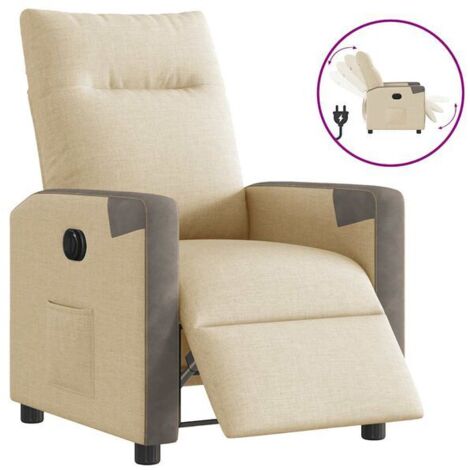 Chaise électrique réglable en tissu beige – Fauteuil roulant électrique pliable avec siège confortable, batterie longue durée et freins de sécurité – Pour intérieur et extérieur