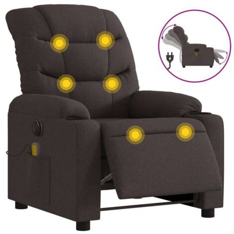 Chaise électrique relaxante avec fonction de massage intégrée – Assise ergonomique en tissu brun foncé, réglage inclinable et appui-tête amovible