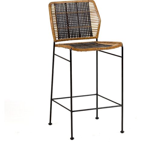 Chaise élégance métal et tissage finesse - Noir élégant avec tissage naturel