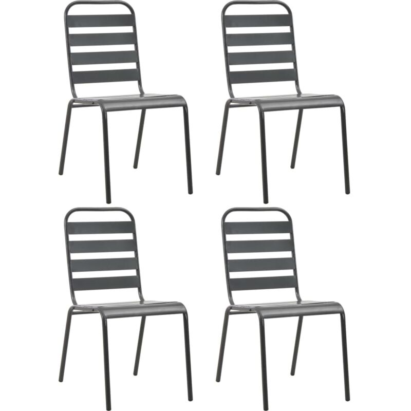 Chaises d'extérieur 4 pcs Design à lattes Acier Gris foncé Vidaxl
