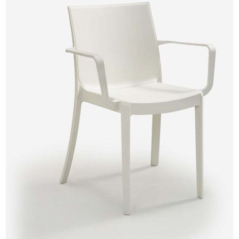 Chaise empilable avec accoudoirs pour bar de jardin extérieur Victoria BICA - Blanc