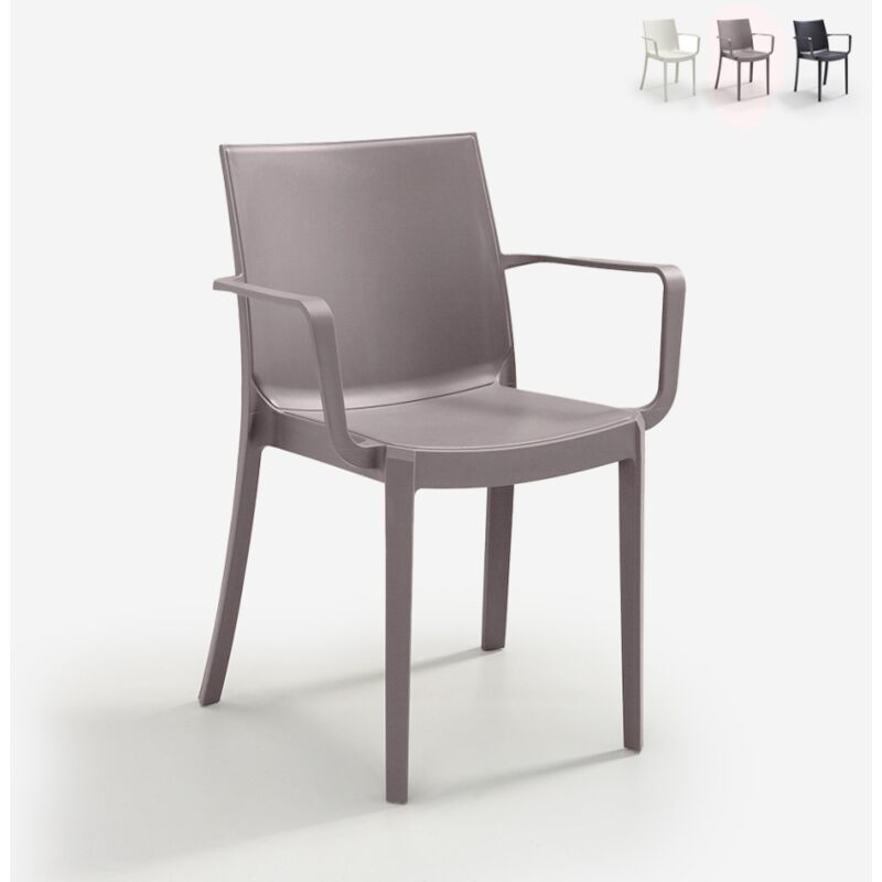 Chaise empilable avec accoudoirs pour bar de jardin extérieur Victoria Bica Gris tourterelle