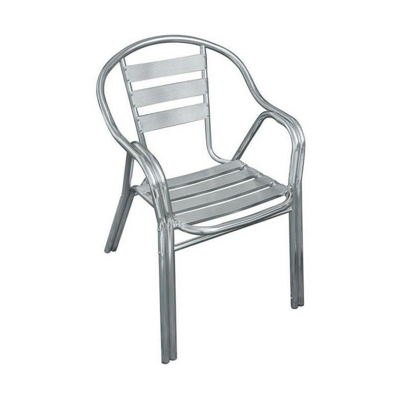 Chaise empilable avec des accoudoirs en aluminium avec une structure renforcée tubulaire double