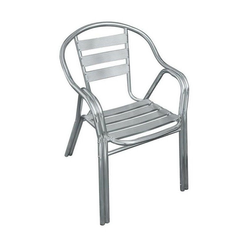 Chaise empilable avec des accoudoirs en aluminium avec une structure renforcée tubulaire double