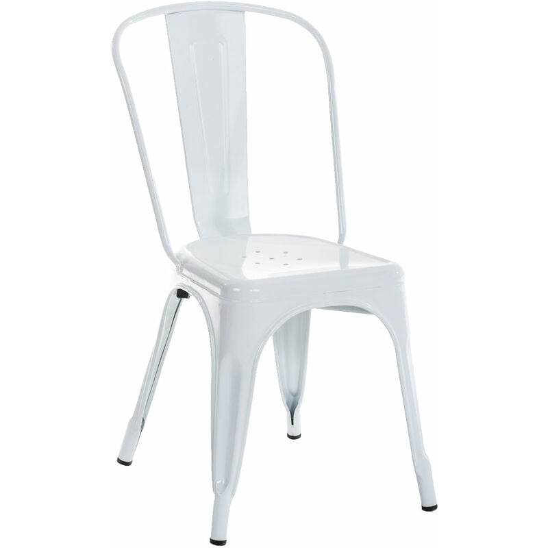 CLP - Chaise de design industrielle saclable en métal avec un dossier de différentes couleurs colore : Blanc
