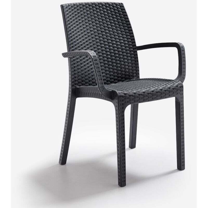 Bica – Chaise bar empilable en osier tissé – Résine poly rattan – Résistante aux intempéries – Confortable pour terrasses et jardins