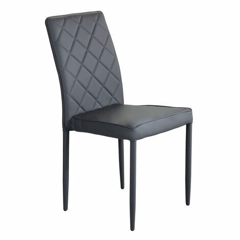 Chaise empilable interne avec structure en acier recouverte de peau de peau  DarkGrey