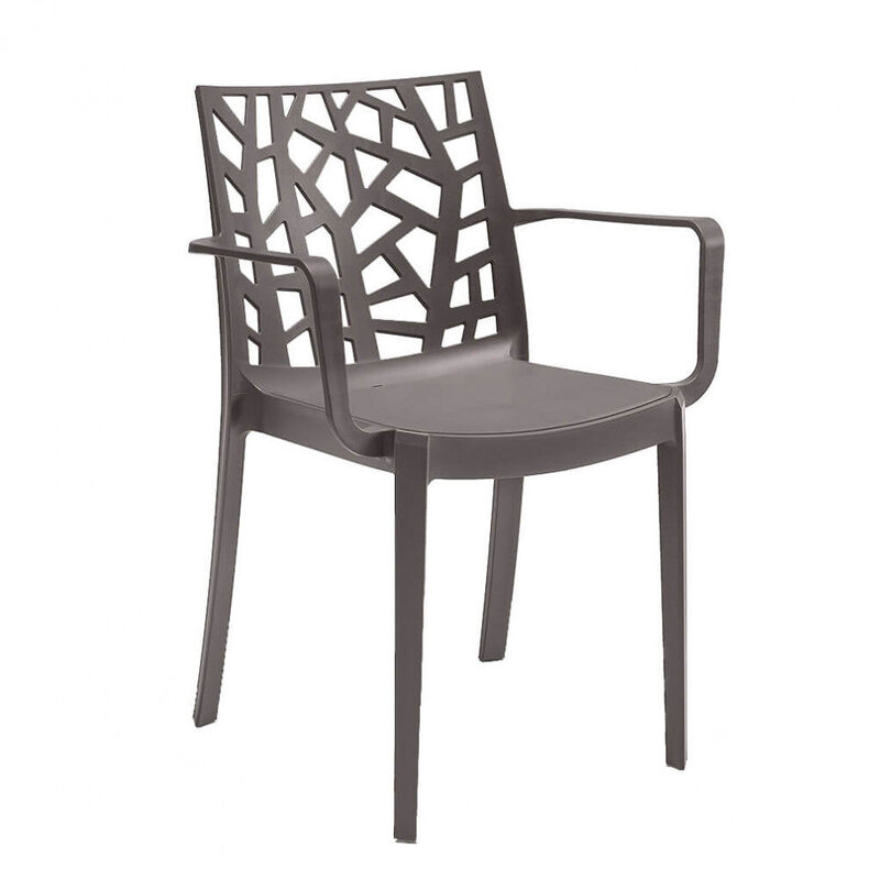 Chaise de fauteuil équipable dans des bars et restaurants en résine extérieure internes avec un dossier décoré Floreal Con braccioli Tan