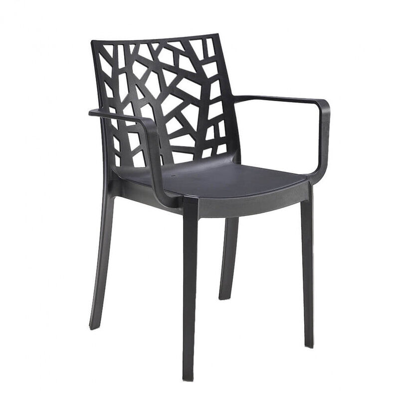 Bica - Chaise jardin extérieur moderne avec accoudoirs Matrix Armchair Noir