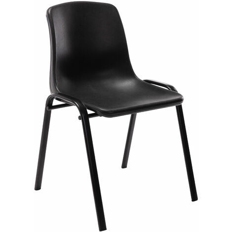 Chaise empilable Nowra avec assise en plastique et piètement en métal noir mat Noir