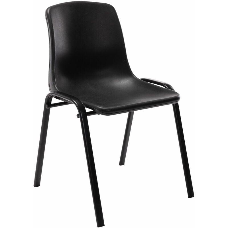 Chaise empilable Nowra avec assise en plastique et piètement en métal noir mat Noir