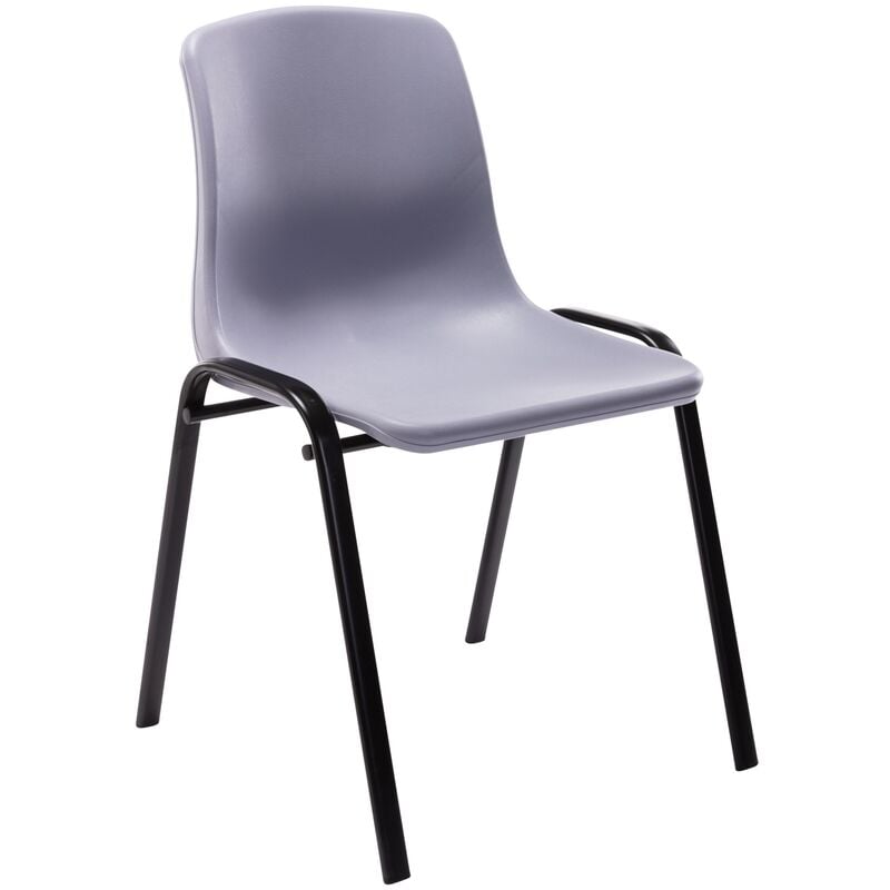 Chaise empilable Nowra avec assise en plastique et piètement en métal noir mat Gris
