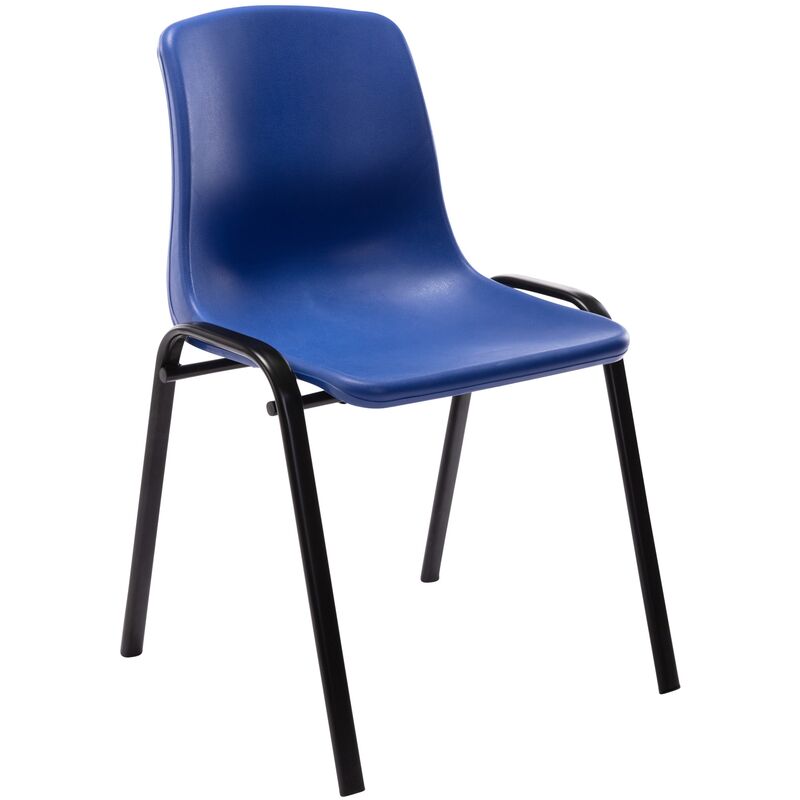 Chaise empilable Nowra avec assise en plastique et piètement en métal noir mat Bleu