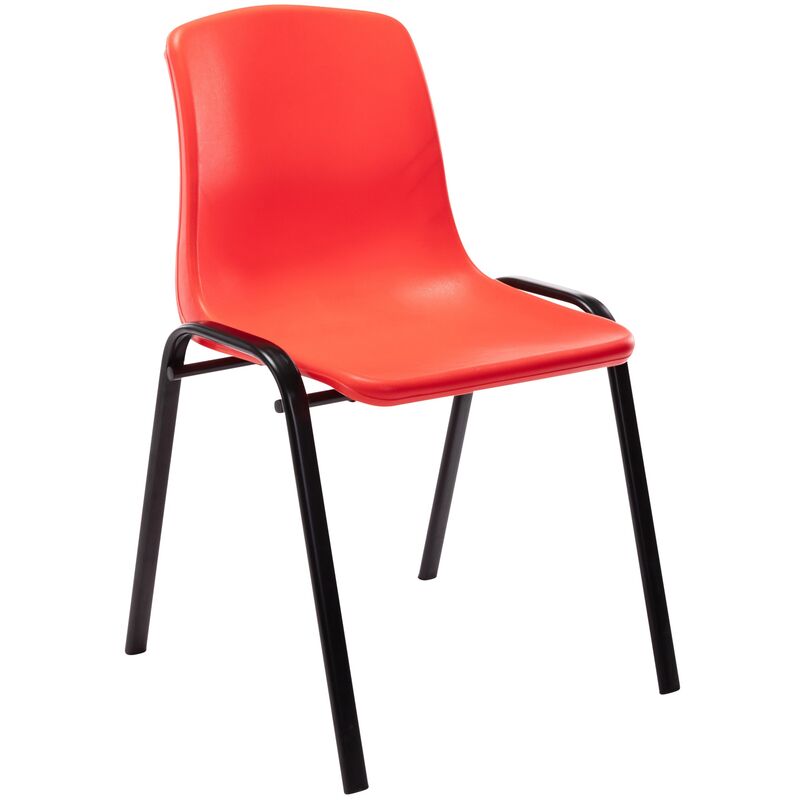 Chaise empilable Nowra avec assise en plastique et piètement en métal noir mat Rouge