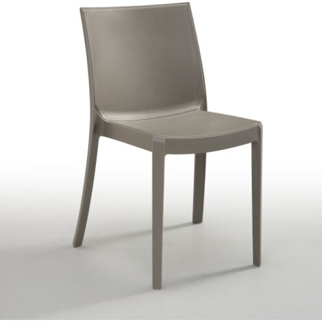 Chaise empilable Perla en polypropyle'ne gris tourterelle avec pieds antide'rapants cm 47x55x82 h pour inte'rieur et exte'rieur