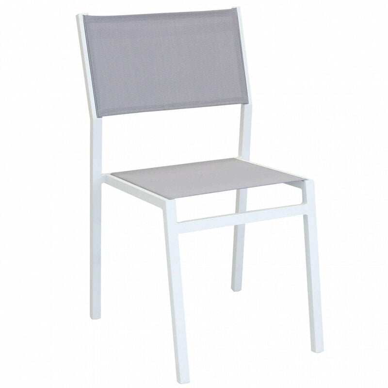 Cosma - Chaise empilable sans accoudoirs extérieurs avec structure en aluminium et de retour à La Havane Textilene White - White