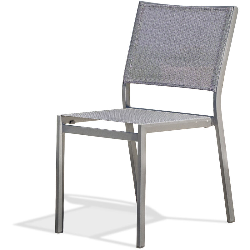 Dcb Garden - stockholm - Chaise de jardin empilable en aluminium et toile plastifiée anthracite Gris anthracite