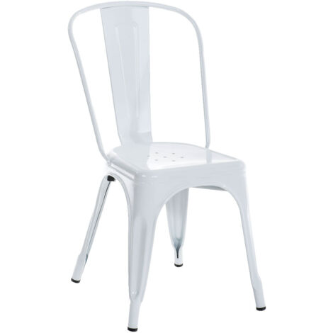 Chaise empilable style industriel factory métal blanc 100000892