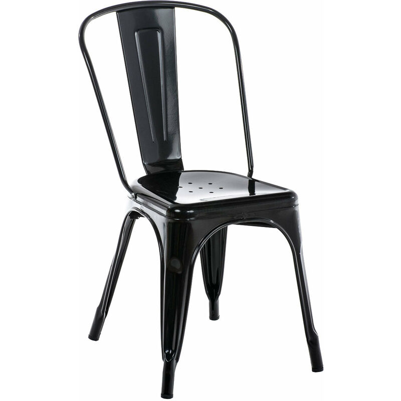 Décoshop26 - Chaise empilable style industriel factory métal noir 100000557
