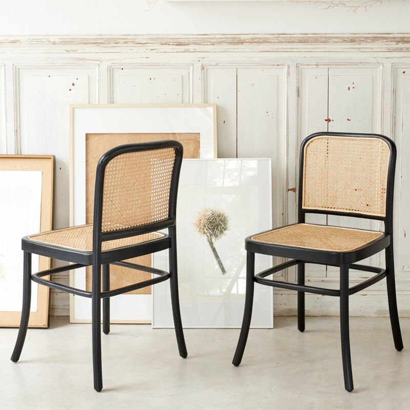 Chaise en acajou massif et cannage (lot de 2)