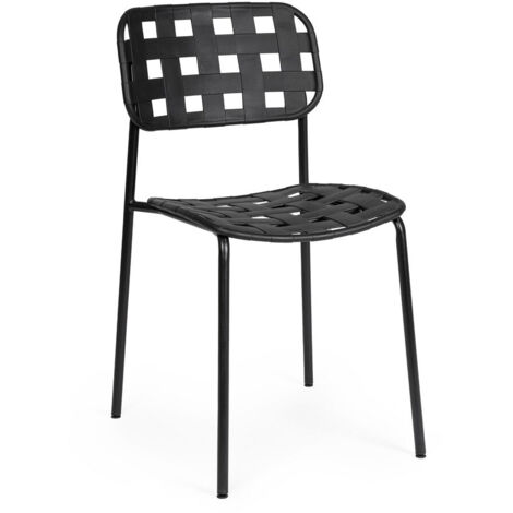 Chaise en acier avec assise et dossier en polypropylène noir