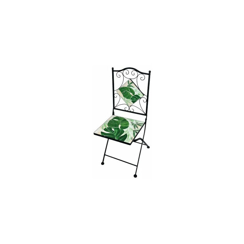 DEA - Chaise en acier avec décojardin costatica décoré siège en céramique