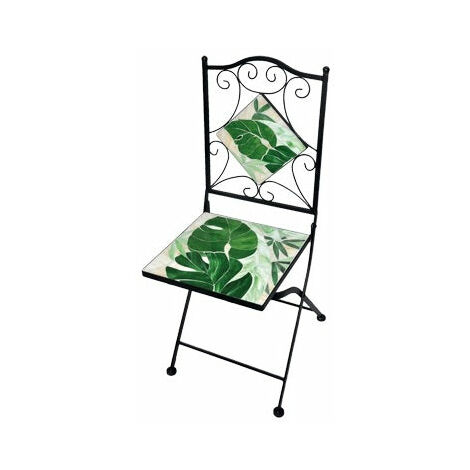 Chaise en acier avec décojardin costatica décoré siège en céramique