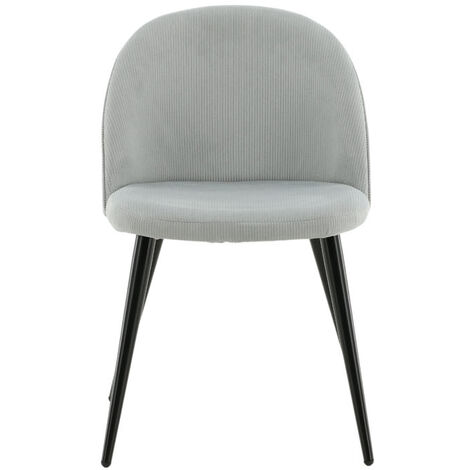 Chaise en acier et velours côtelé gris clair Velvet