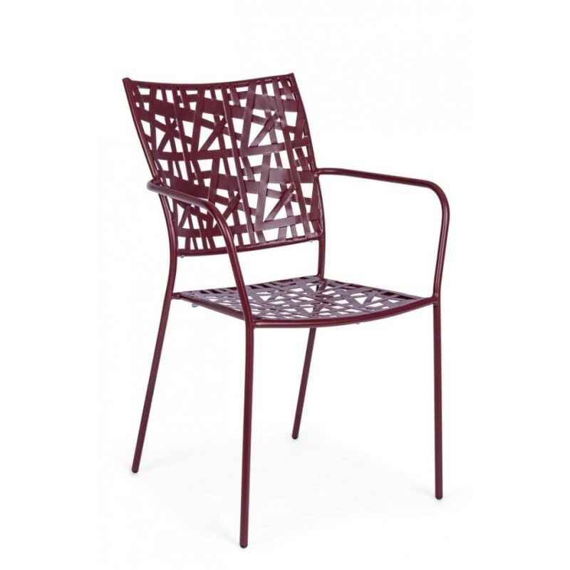 Webmarketpoint - Chaise Kelsie Bordeaux en acier avec accoudoirs