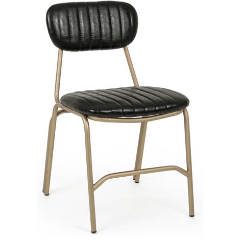 Chaise en acier noir et doré Addy - Lot de 2