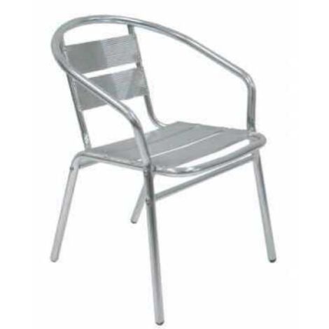 Chaise en aluminium 54x59x74 cm – Accoudoirs et dossier double bande – Conçue pour bars et terrasses – Aluminium résistant aux intempéries
