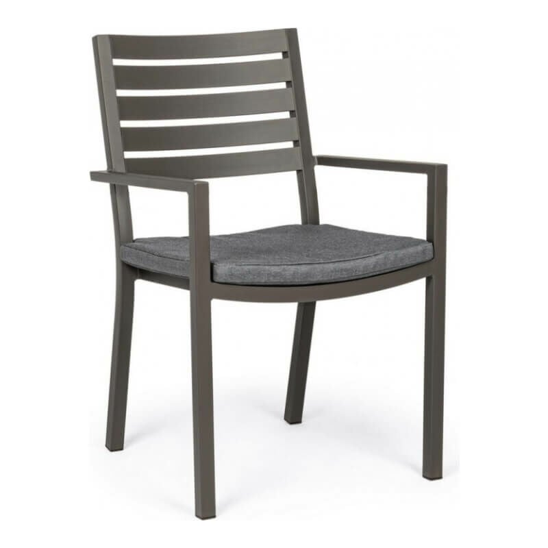 Chaise en aluminium café Helina avec coussins