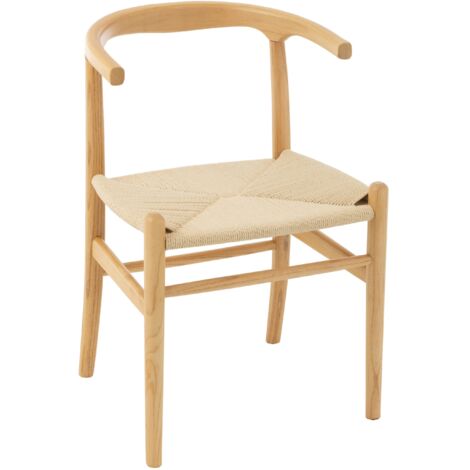 Chaise en bois avec assise en corde Naturel 56x52x76 cm