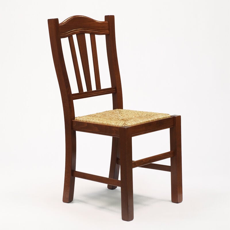 Chaise rustique en bois avec assise en paille...