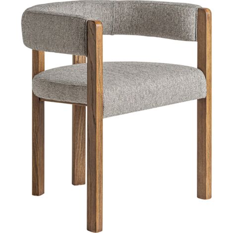 Chaise en bois de frêne style colonial marron assise tissu doux - Marron bois de frêne naturel