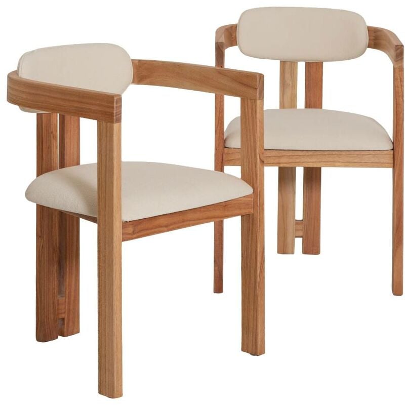 Made In Meubles - Chaise en bois de mindy et tissu bouclette Suzie (lot de 2)
