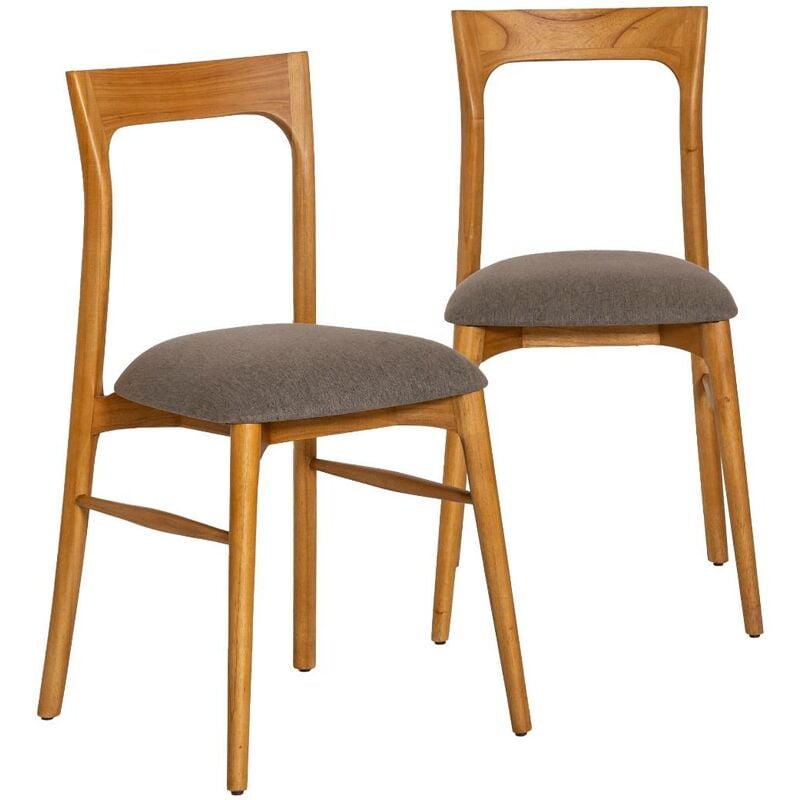 chaise en bois de mindy suzie (lot de 2) - bois foncé