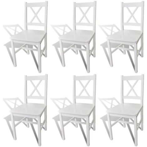 Chaise en bois de pin blanc vernis Dina - Lot de 6