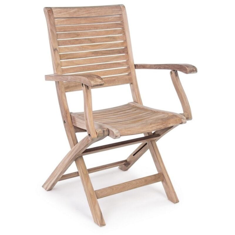 Bizzotto - Chaise en bois de style naturel avec accoudoirs