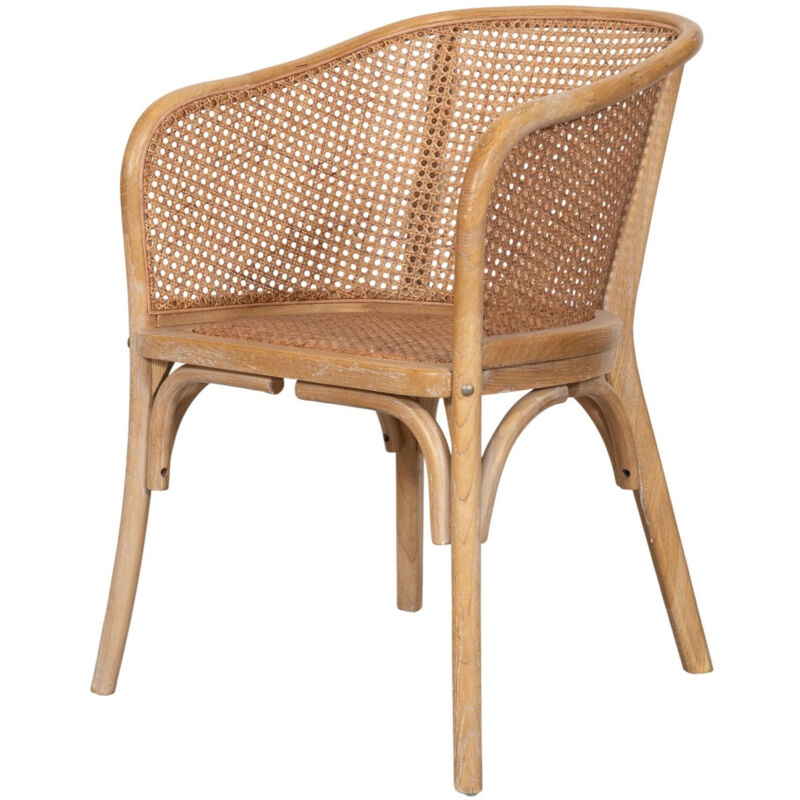Chaise en bois et rotin Chaise avec accoudoirs rustiques Chaises rétro pour salle à manger, restaurant Chaise vintage en paille