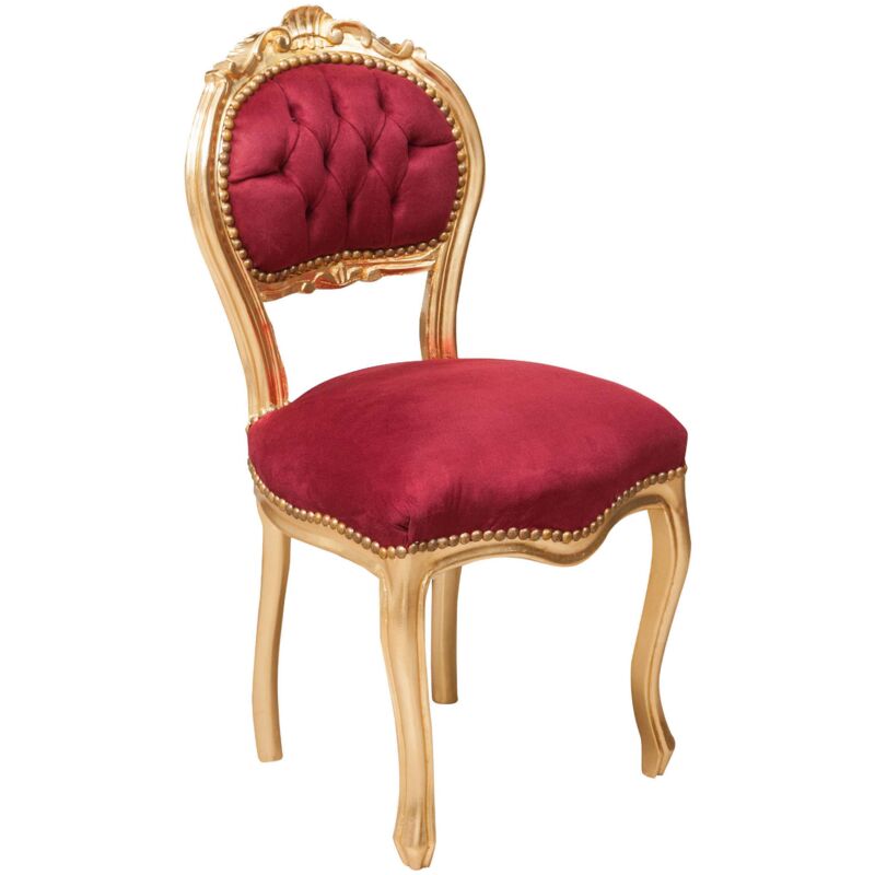 Chaise en bois Fauteuil français tapissé de style Louis xvi 44x88x42 cm Chaise en hêtre massif Chaise salon Finition dorée