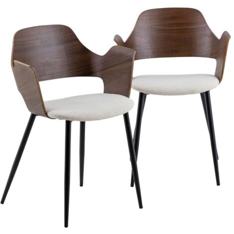 Chaise en bois foncé et tissu écru Florence (lot de 2)